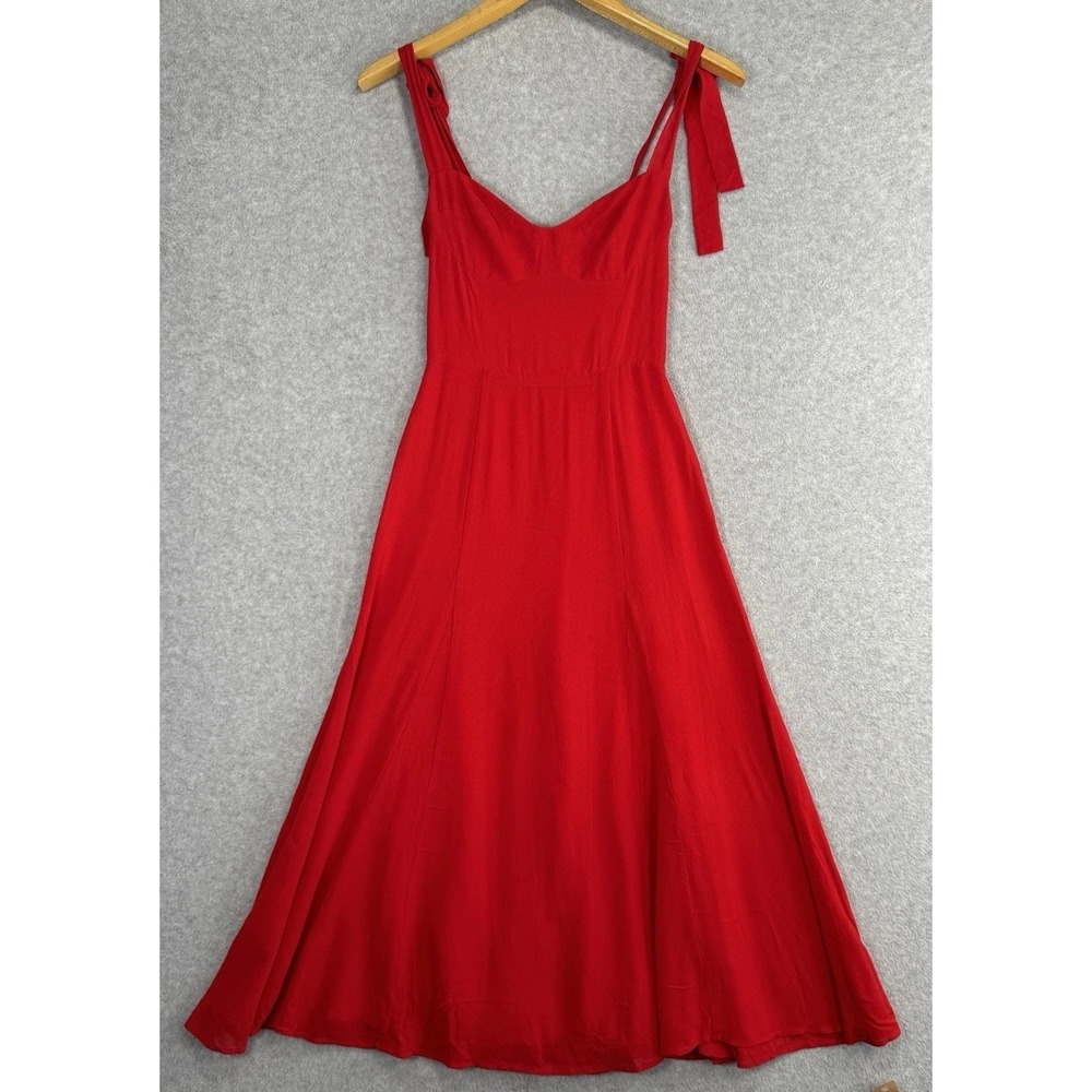 NWT Reformation Nadira Poinsettia Red Midi Dress 4P Sweetheart Bustier $278 - Picture 3 of 16